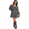 Women's Lasse Stamped Floral Print Long Sleeve Dress, Black - Dresses - 1 - thumbnail