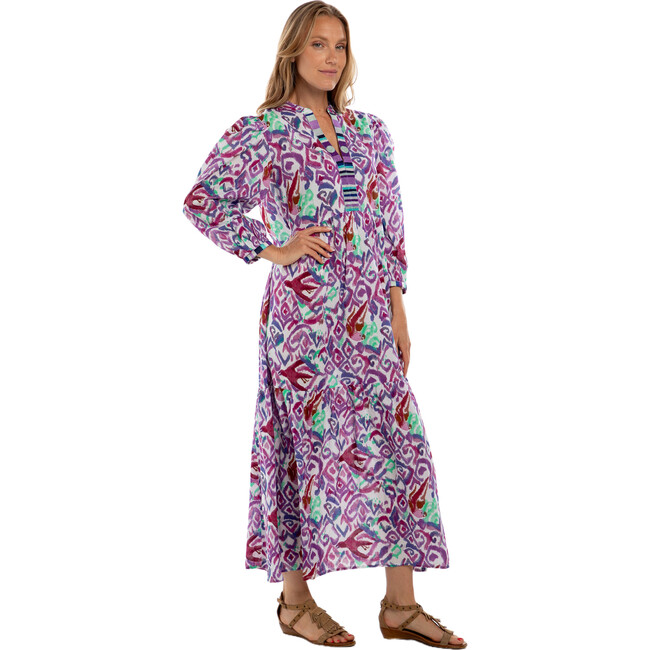 Women's Lucy Embroidered Neckline Maxi Tunic, Violet
