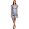 Women's Stella Short Sleeve Button Down Printed Mini Dress, Blue Flowers - Dresses - 1 - thumbnail