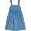 Clementina Embroidered Dress, Blue - Dresses - 1 - thumbnail