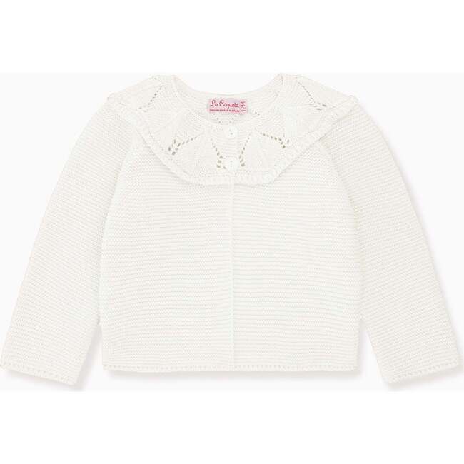 Baena Baby Girl Cotton Knit Cardigan, Ivory