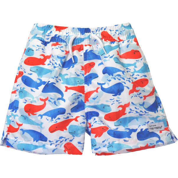 UPF 50 Wesley Mesh Liner Swim Trunks, Splish Splash Whale Blue - Swim Trunks - 1