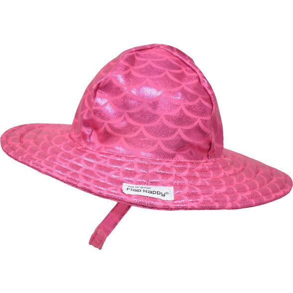UPF 50 Summer Splash Swim Hat, Shiny Pink Scales