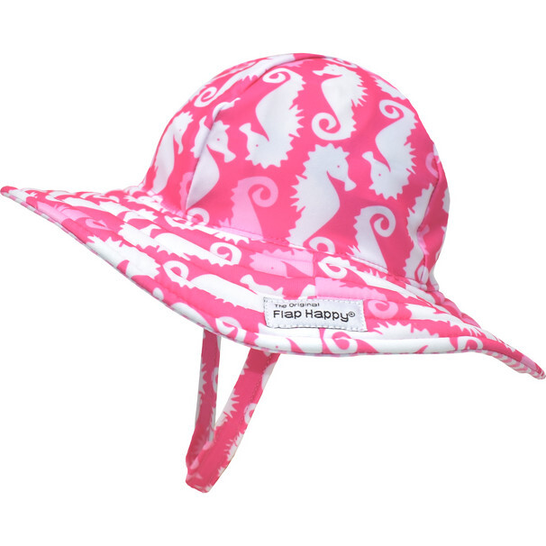 UPF 50 Summer Splash Swim Hat, Happy Pink Seahorses