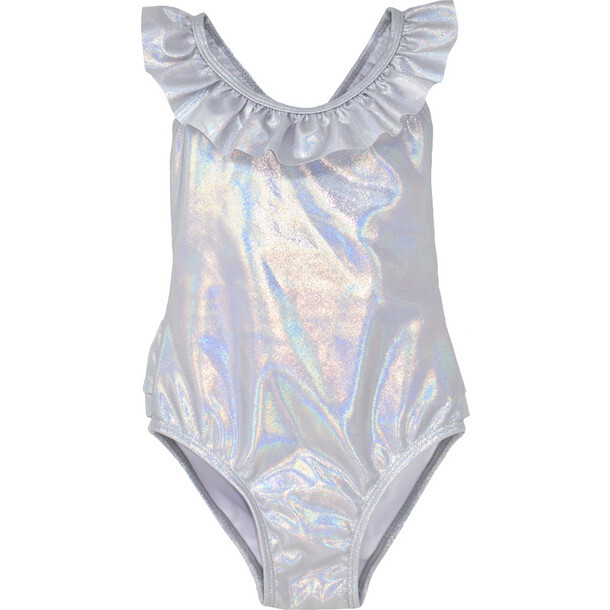 UPF 50 Mindy Crossback Swimsuit, Shimmering Silver