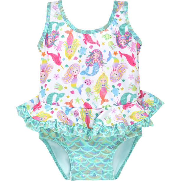 UPF 50 Stella Infant Ruffle Swimsuit, Mermaid Bliss