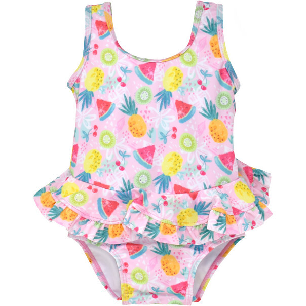 UPF 50 Stella Infant Ruffle Swimsuit, Fruit Fiesta