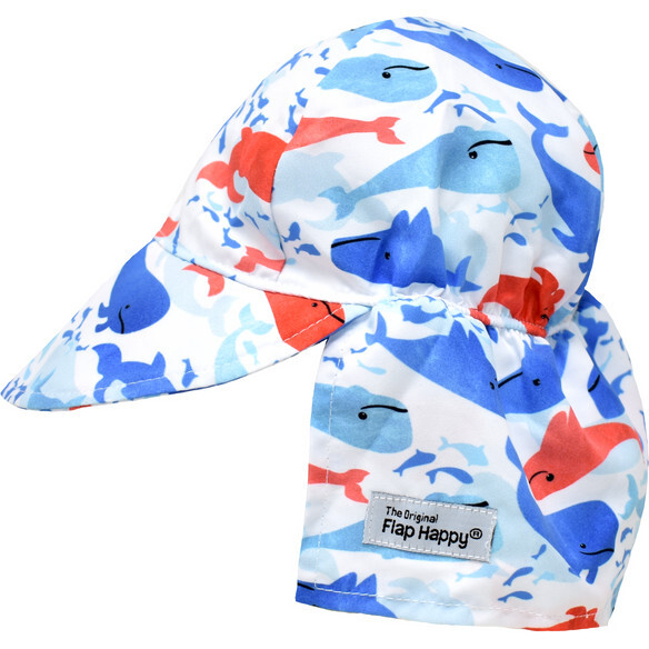 UPF 50 Original Flap Hat, Splish Splash Whale Blue