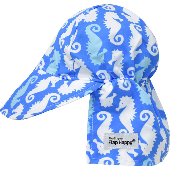 UPF 50 Original Flap Hat, Seahorse Parade Blue
