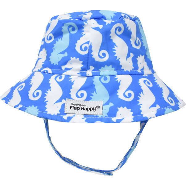 UPF 50 Bucket Hat, Seahorse Parade Blue