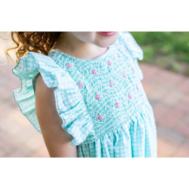 Spring Days Smocked Dress, Mint Check - Dresses - 5