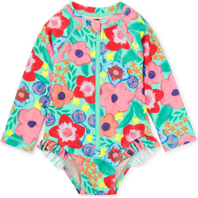 Rash Guard Baby Swimsuit, Painterly Floral