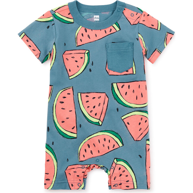 Pocket Shortie Baby Romper, Watermelons