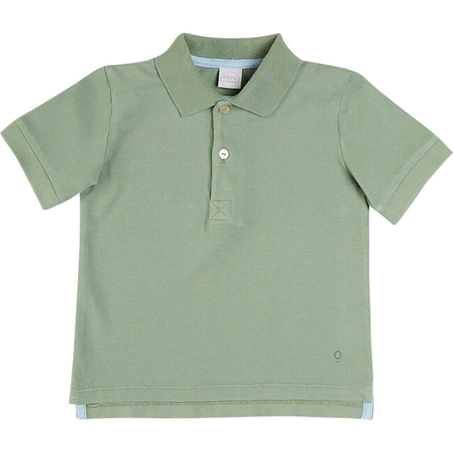 Plain Short Sleeve Polo Top, Green
