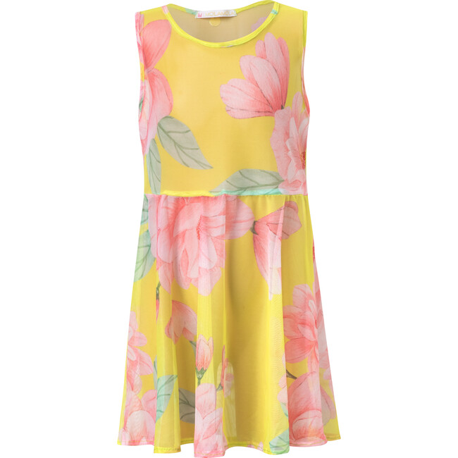 Maya Sleeveless Mini Dress, Lemon Garden