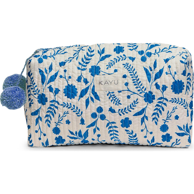 Clover Quilted Over-Sized Pouch, Blue Chinoiserie