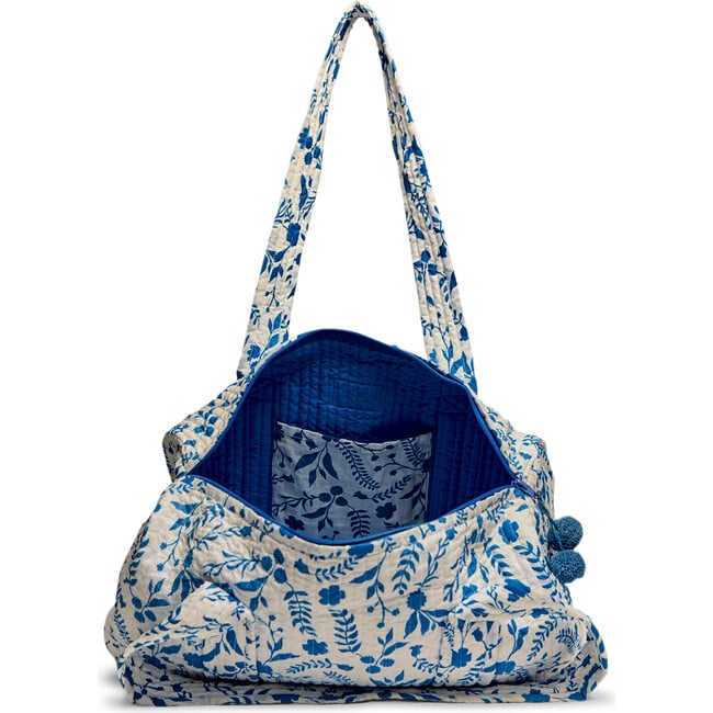 Elodie Quilted Duffel Bag , Blue Chinoiserie - Bags - 3