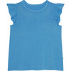 Barbara Ruffled Cap Sleeve T-shirt & Bell Bottom Set, White - Mixed Apparel Set - 2