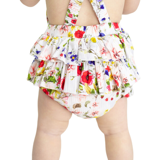 Barbara Ruffled Strap Bubble Romper, White - Rompers - 4