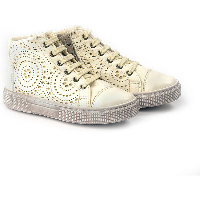 Lace-Up Leather Sneakers, White
