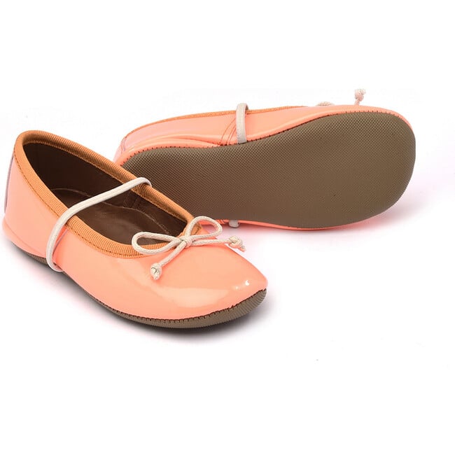 Patent Leather Ballet Flats, Orange - Flats - 2