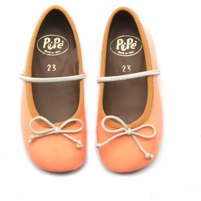 Patent Leather Ballet Flats, Orange - Flats - 3