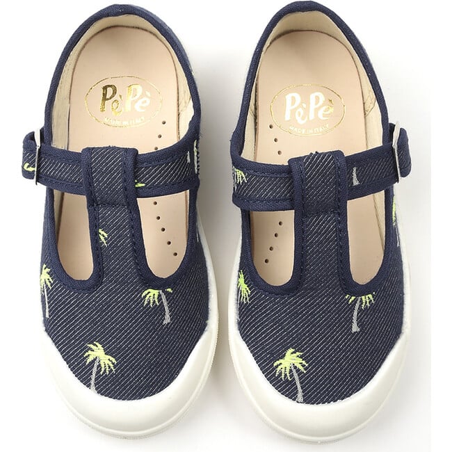 Palm Springs T-Strap Slip Ons, Navy - Slip Ons - 3