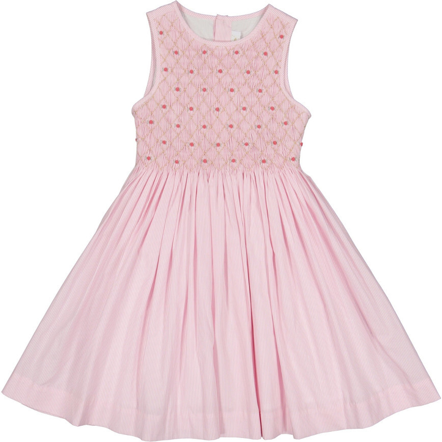 Rose Sleeveless Smocked Dress, Pink - Dresses - 1
