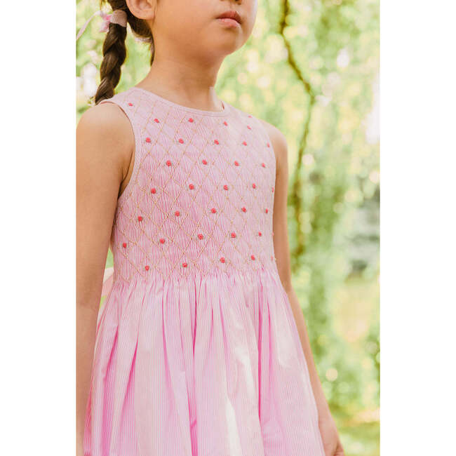 Rose Sleeveless Smocked Dress, Pink - Dresses - 3