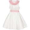 Peony Smocked Dress & Pink Collar, White - Dresses - 1 - thumbnail