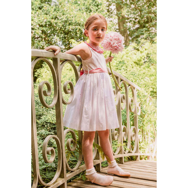 Peony Smocked Dress & Pink Collar, White - Dresses - 4