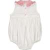 Peony Contrast Collar Smocked Bubble, White & Pink - Onesies - 5