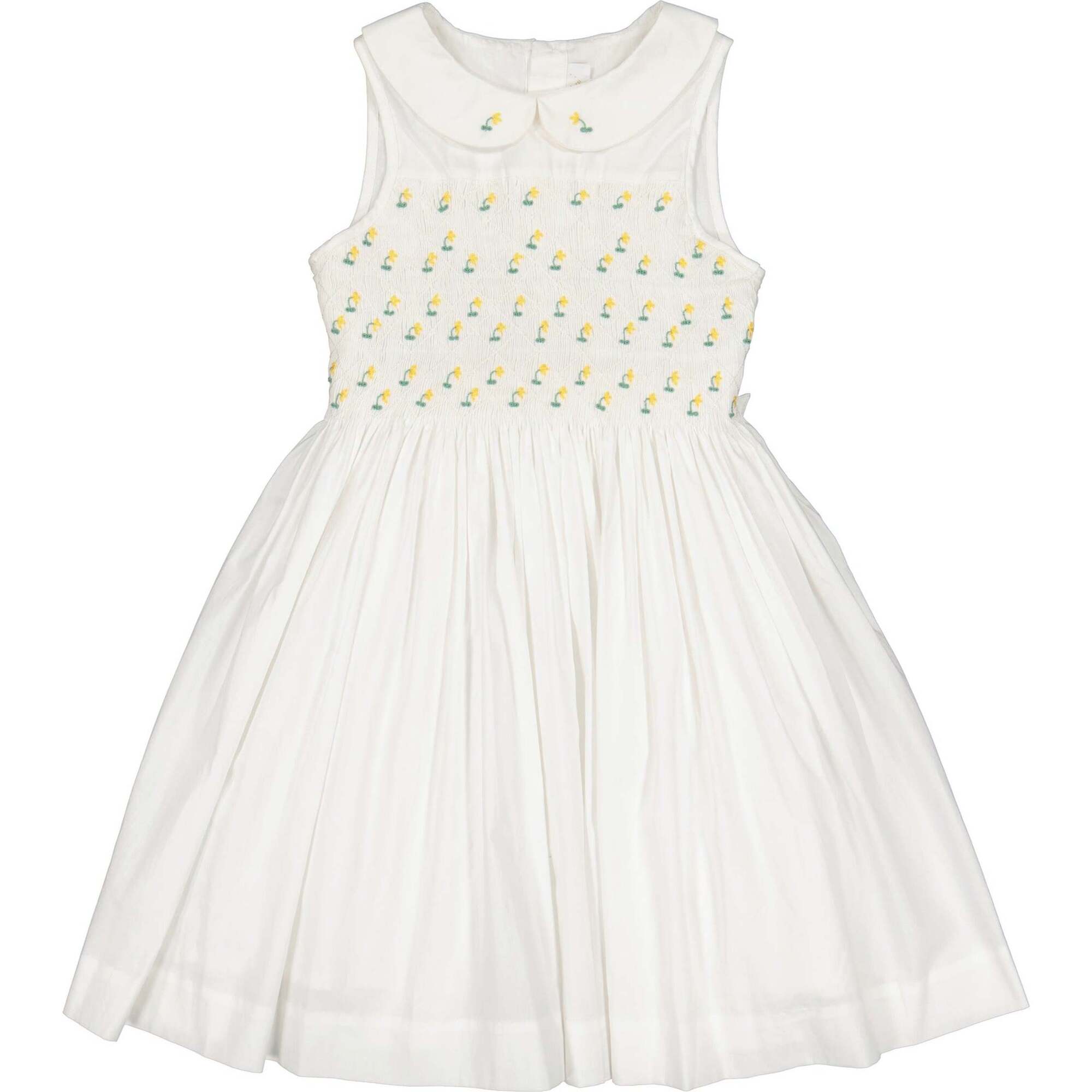Lily Sleeveless Smocked Dress, White - Dresses - 1
