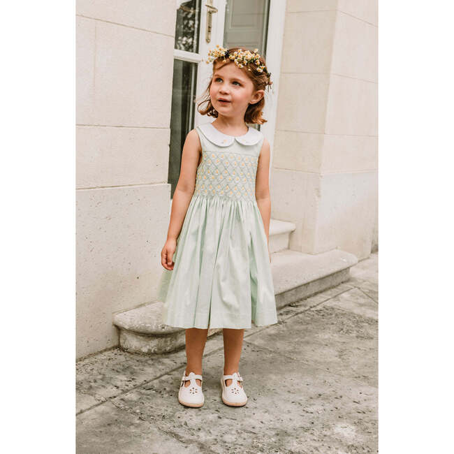 Lily Sleeveless Smocked Dress, Mint - Dresses - 2