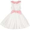 Peony Smocked Dress & Pink Collar, White - Dresses - 6