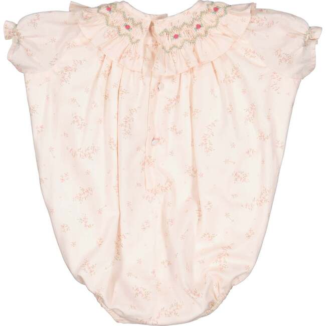 Jasmine Floral Short Puff Sleeve Bubble, Pink - Onesies - 6