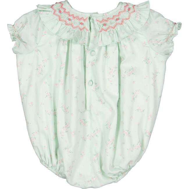 Jasmine Floral Short Puff Sleeve Bubble, Mint - Onesies - 5