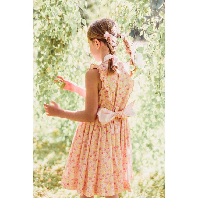 Iris Floral Frilled Sleeveless Smocked Yoke Dress, Pink - Dresses - 4