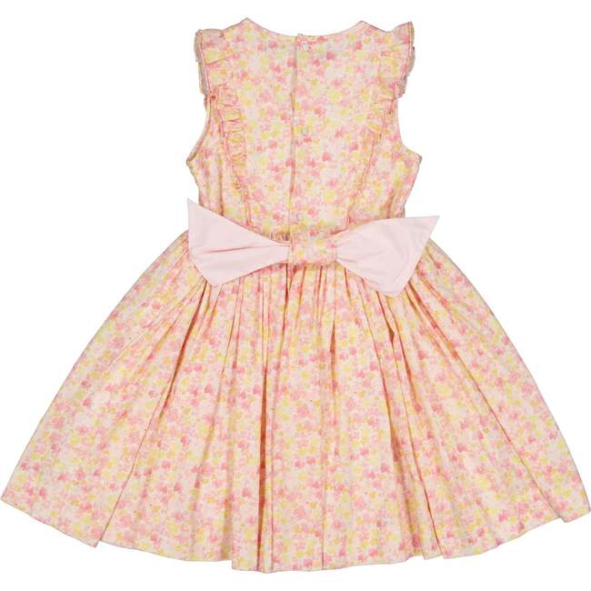 Iris Floral Frilled Sleeveless Smocked Yoke Dress, Pink - Dresses - 5