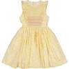 Iris Floral Frilled Sleeveless Smocked Yoke Dress, Yellow - Dresses - 1 - thumbnail