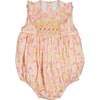 Iris Floral Frilled Sleeveless Smocked Yoke Bubble, Pink - Onesies - 1 - thumbnail