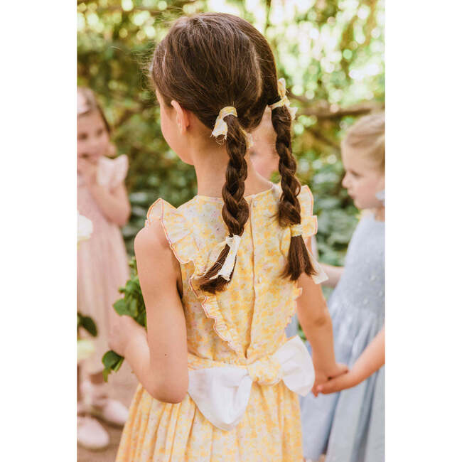 Iris Floral Frilled Sleeveless Smocked Yoke Dress, Yellow - Dresses - 3