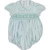 Georgette Stripe Smocked Waist Bubble, Green - Onesies - 1 - thumbnail