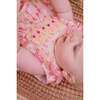 Iris Floral Frilled Sleeveless Smocked Yoke Bubble, Pink - Onesies - 3