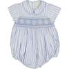 George Stripe Smocked Waist Bubble, Blue - Onesies - 1 - thumbnail