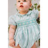 Georgette Stripe Smocked Waist Bubble, Green - Onesies - 2