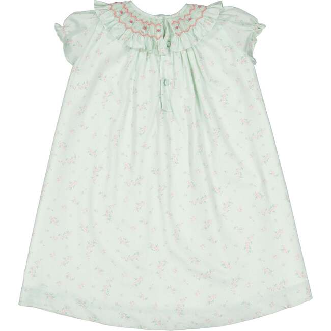 Jasmine Floral Short Puff Sleeve Bishop Dress, Mint - Dresses - 6