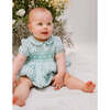 Georgette Stripe Smocked Waist Bubble, Green - Onesies - 3