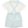 George Stripe Dungaree & Shirt, Green - Rompers - 4