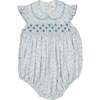 Cosmos Floral Frilled Cap Sleeve Smocked Bubble, Blue - Onesies - 1 - thumbnail